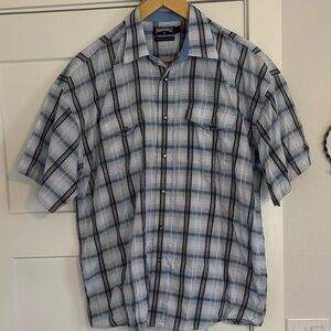 Panhandle Slim Blue and Black Plaid Pearl snap